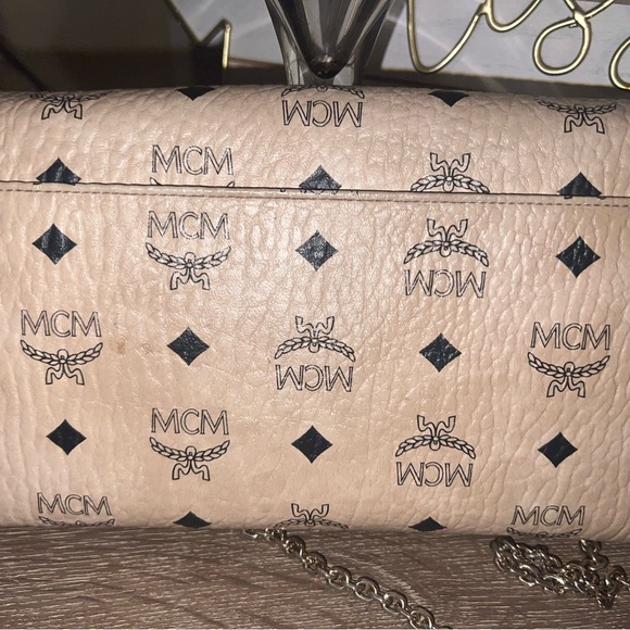 MCM tan Purse with Gold chain - Picture 3 of 3